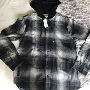 Pacsun Hooded Flannel Shirt Plaid